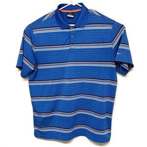 Nike Golf Mens Dri-Fit Golf Polo Shirt Stretch Orange Logo Sz XL Blue Multicolor
